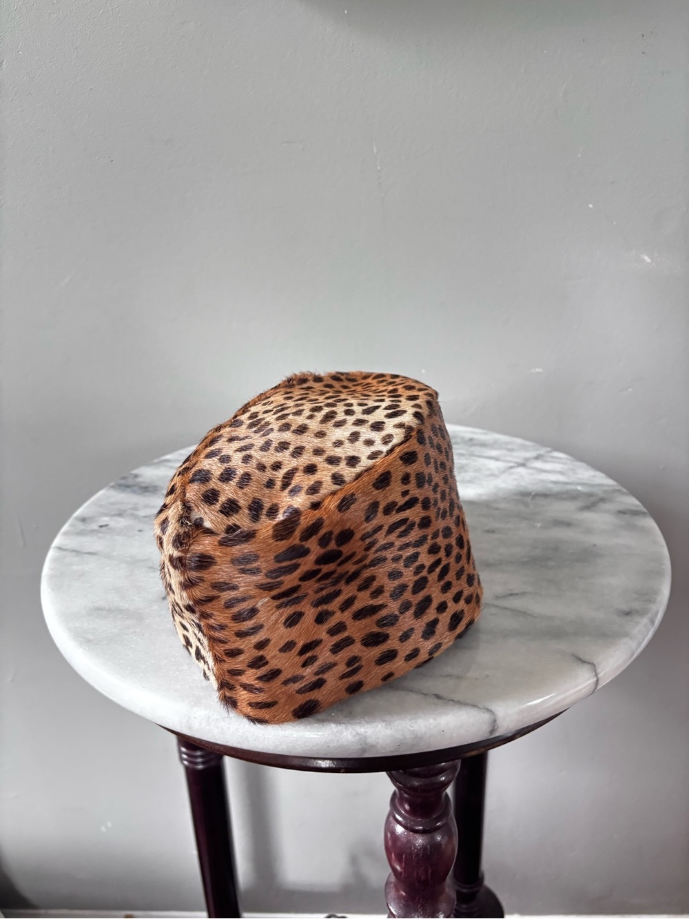 Leather Cheetah Print Hat - Mob Wife Aesthetic- Genuine Leather